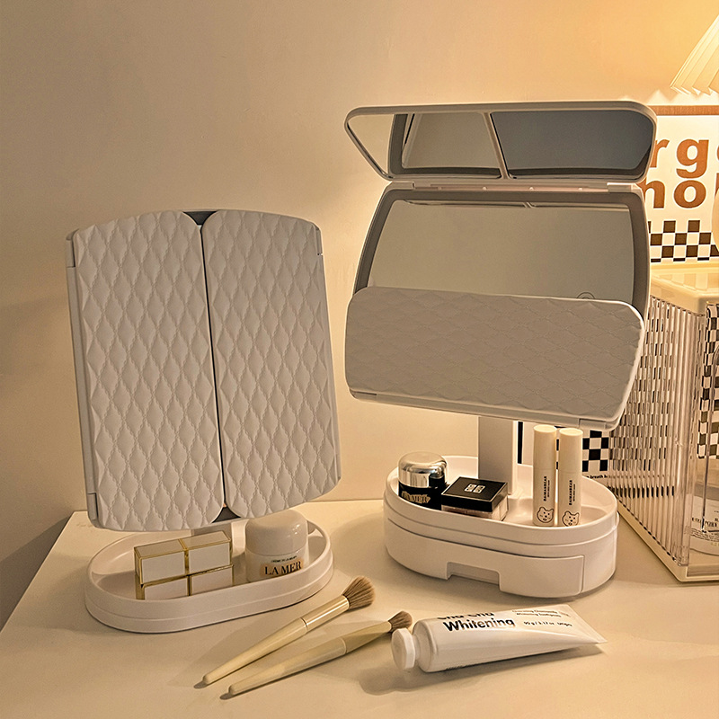 Espejo de maquillaje con luz dormitorio de estudiantes tocador de escritorio espejo recargable Shell led luz de relleno espejo de tocador