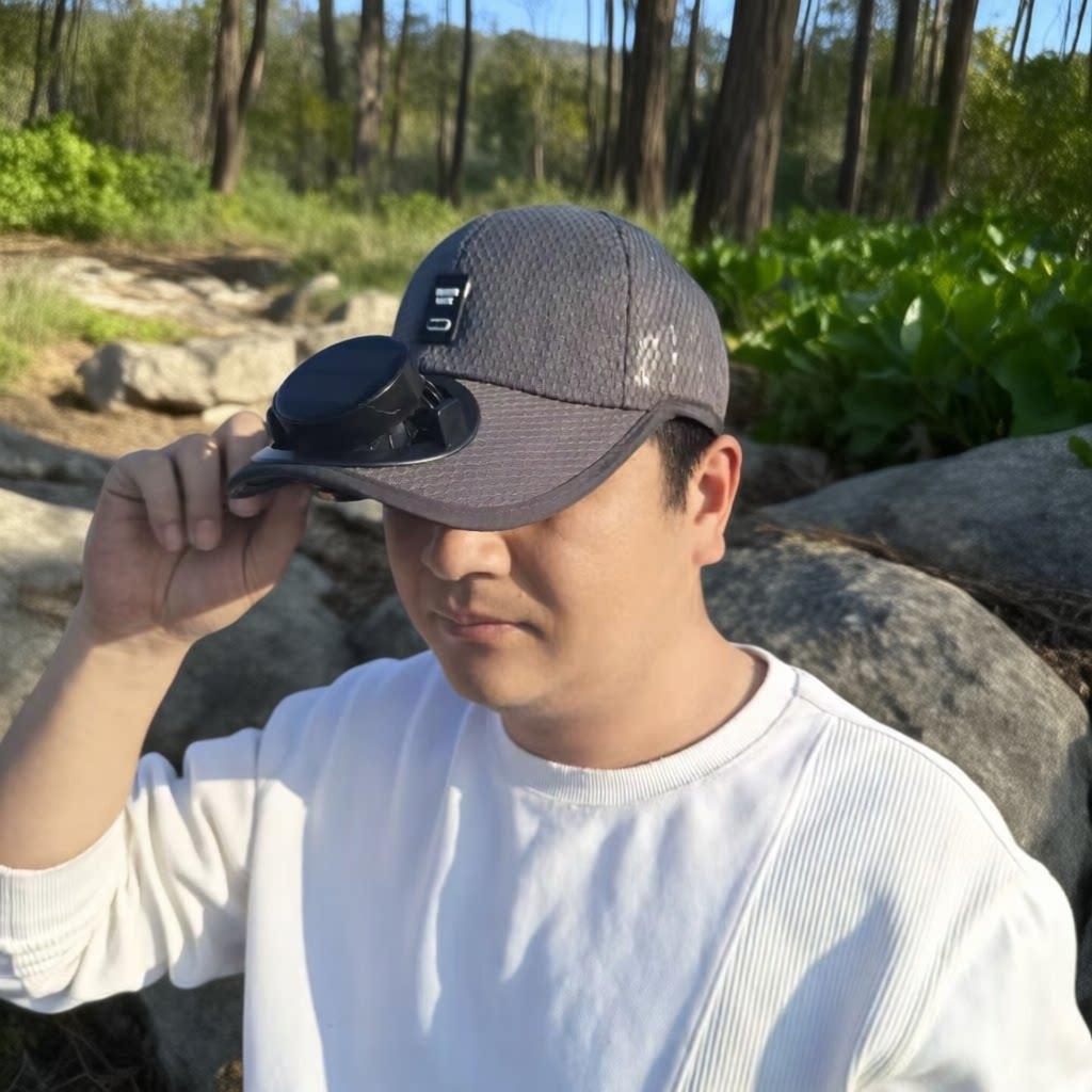 Cappellino da baseball estivo traspirante con ventola ricaricabile tramite USB ad energia solare, con rete protettiva contro il sole, per uomo e donna, ideale per sport all'aria aperta._voghion.com