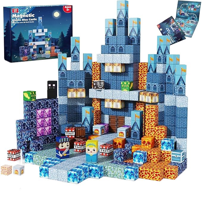 Bloques Magnéticos de Construcción de Castillo My Mini World de Amazon, Azulejos Magnéticos, Juguete de Bloques de Construcción Magnéticos DIY para Niños