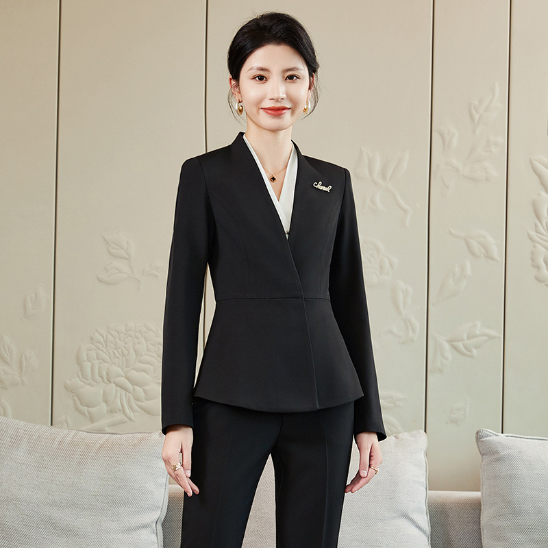 主持人西装外套女酒店前台接待职业气质售楼部工作服套装裙裤批发