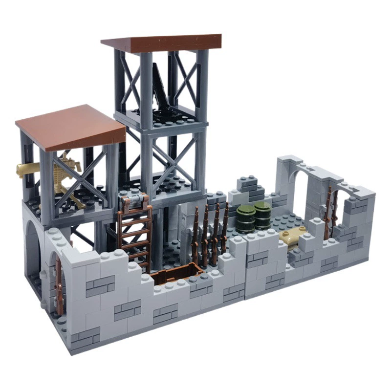 Трансграничные совместимые MOC игрушки для сборки мелких частиц, китайские строительные блоки, военная деформация Второй мировой войны, мобильный массив крепости