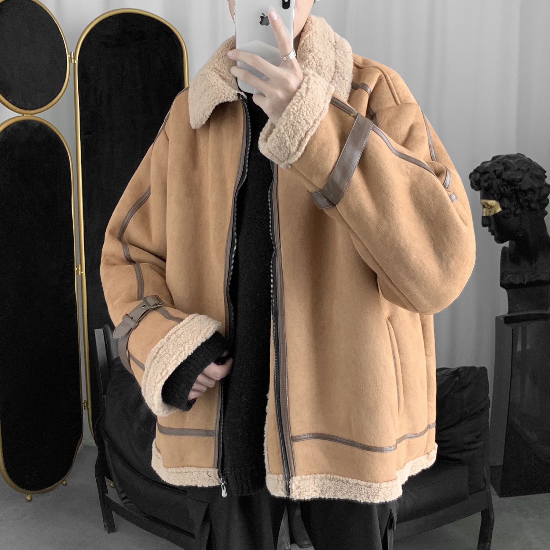 2022 Invierno nueva lana de cordero engrosada capa de algodón acolchado estilo coreano suelto de moda solapa algodón acolchado chaqueta de gamuza caliente chaqueta acolchada de algodón