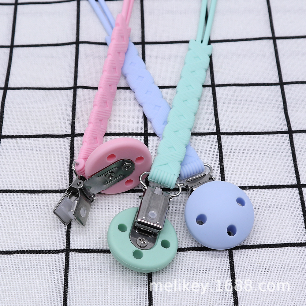 Amazon new in stock integrated silicone pacifier chain nipple anti-drop chain baby portable pacifier chain clip