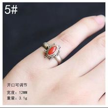 尼泊尔手工银戒指复古个性气质复古民族风镶嵌宝石女款开口