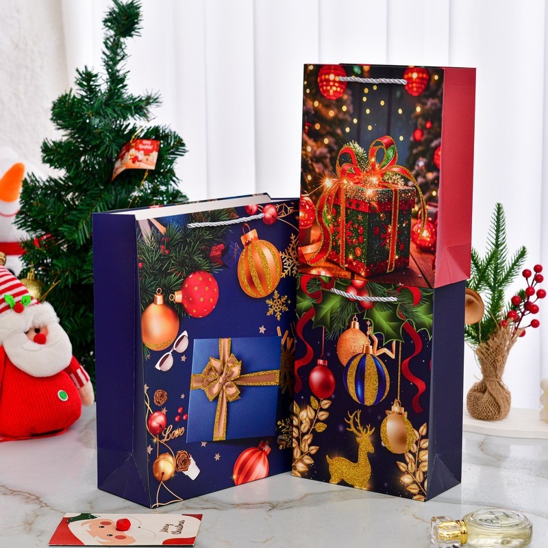 外国貿易クリスマスシリーズポータブル紙袋カラフルなパウダーギフトバッグ新年ハイエンドギフト包装ギフトバッグ|undefined