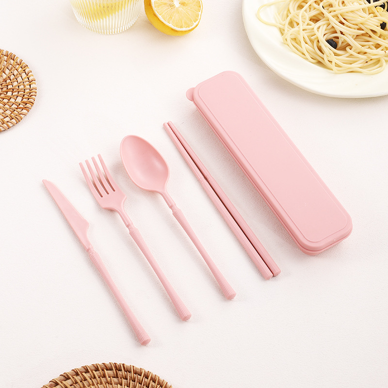 プラスチック家庭用食器袋卸売ポータブルPPナイフ、フォーク、スプーン、箸4点セット子供と学生のためのコンプリートセットAmazon|undefined