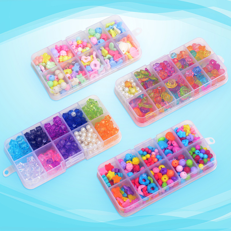 10-Count Children's Bead Craft Toy for Girls DIY Bead Jewelry Bracelet Necklace Accessories Beading Materials