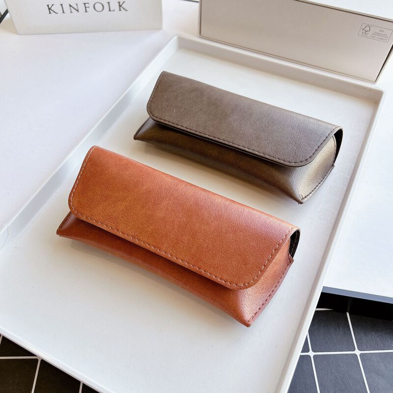 New Oil Wax Leather Glasses Case Leather Soft Bag Sunglasses Case Portable Sunglasses Leather Case Atmospheric Bag