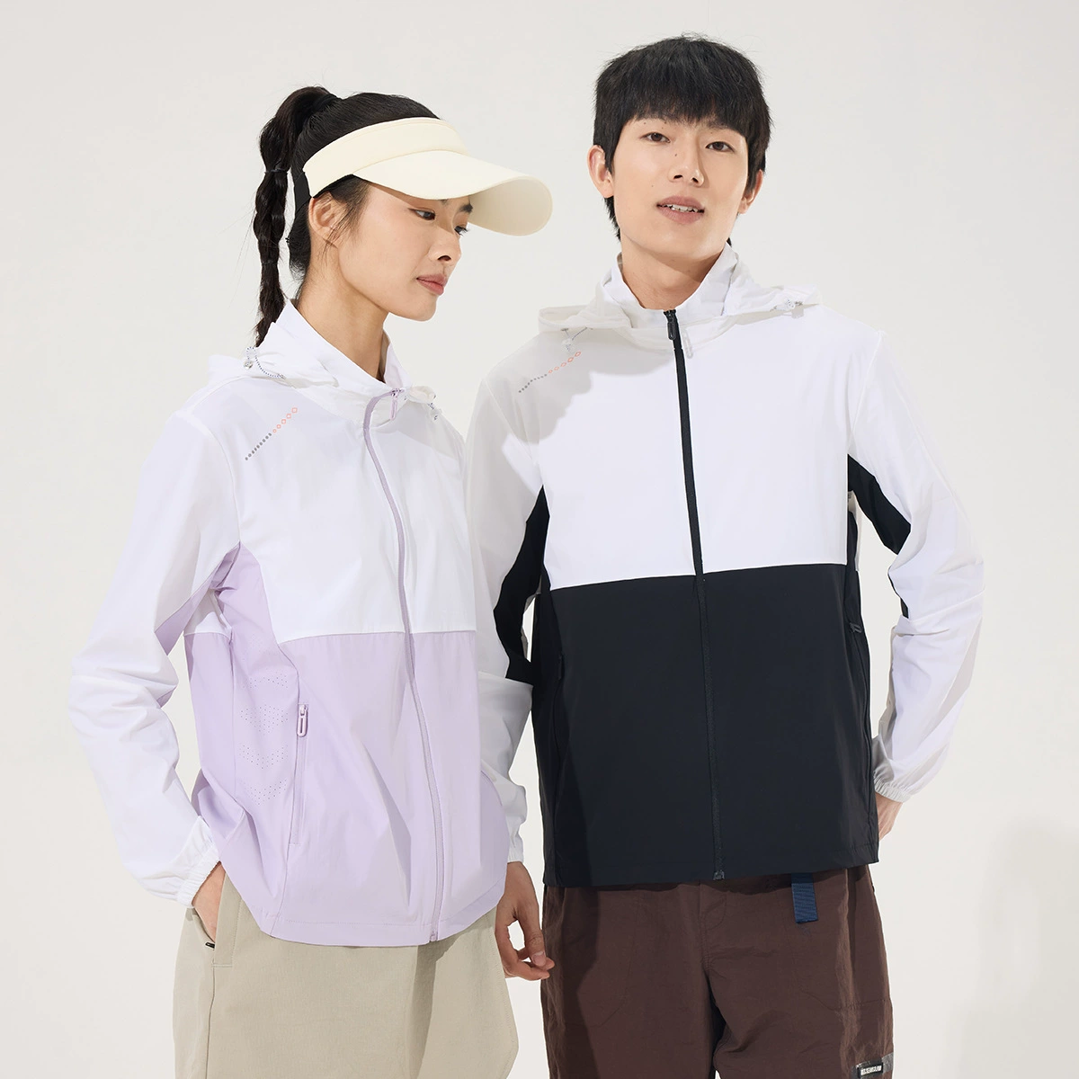 Летняя уличная новая тонкая солнцезащитная одежда из ледяного шелка для мужчин и женщин, сращенная контрастного цвета, спортивная одежда для фитнеса, одежда для рыбалки для мужчин