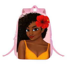 非洲女孩粉色双肩包来图定 制学生书包可LOGO字广告宣传活动书包