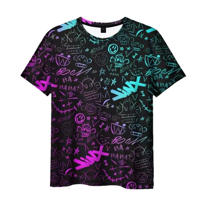LOL Runaway Lolita Jinx Colorful Graffiti Impresión 3D Camiseta suelta y transpirable de manga corta con cuello redondo Spot