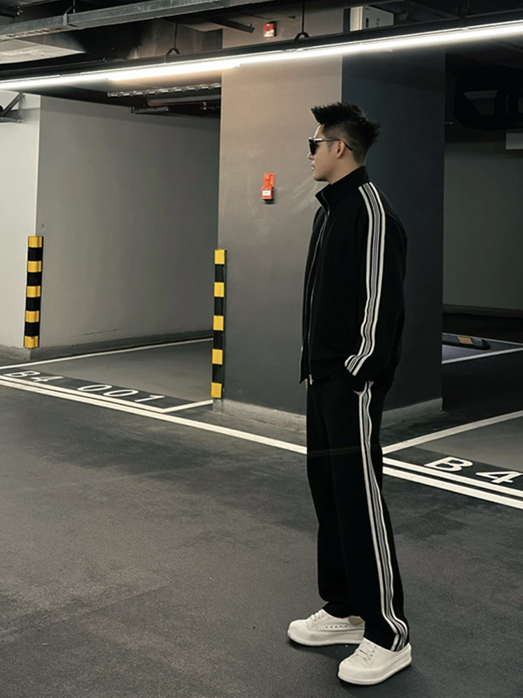 가을과 겨울 남자 올 매치 스포츠 레저 세트 패션 커플 느슨한 투피스 청소년 패션 리본 세트