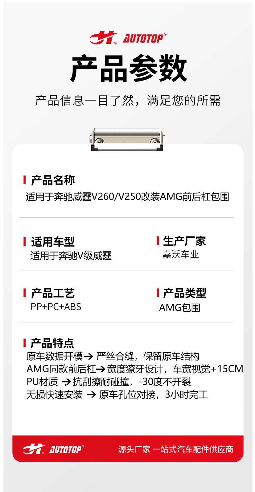 Suitable for Mercedes-Benz V-Class Vito Modified Parts to Change to Maybach Amg Front and Rear Bumper Grille Kit Source Manufacturer