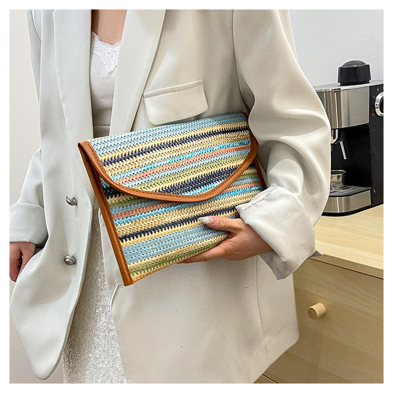 186g Weight Sewing Thread Fashion Element Flip Cover Closure Type / Strap Type Clutch Bag Bags Type Party, Street, Shopping Occasion Nylon Material Multicolor Pattern All Seasons Season Women's Gender Elegant, Streetwear Style Square Shape Medium Size Beige Pink Blue Nylon Multicolor Sewing Thread Square Clutches 1