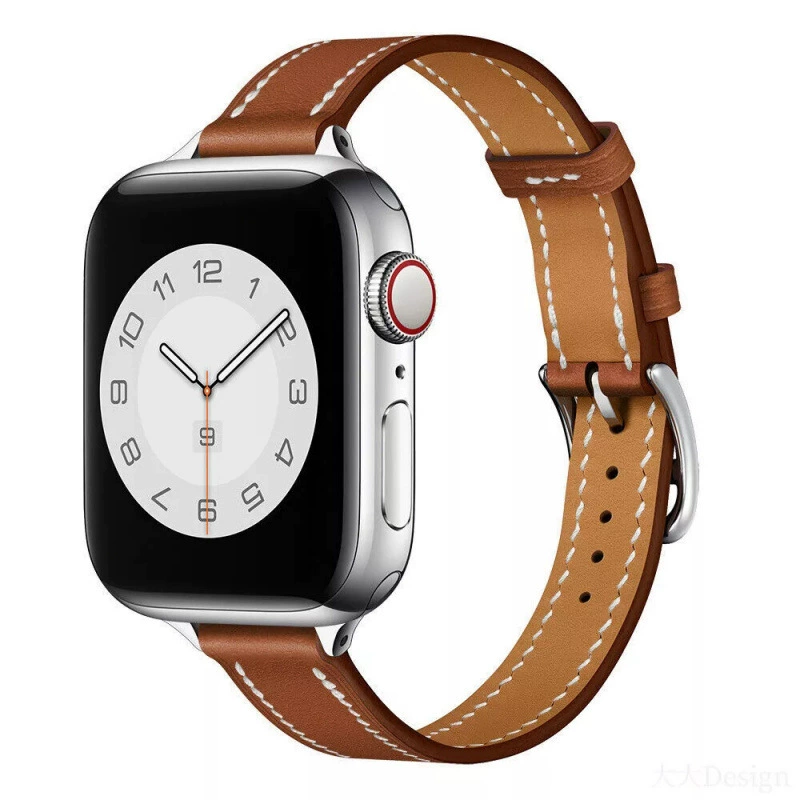 Заводская оптовая поставка совместима с Apple Watch Series 10/9/8/7/6/5, кожаный браслет с узким поясом