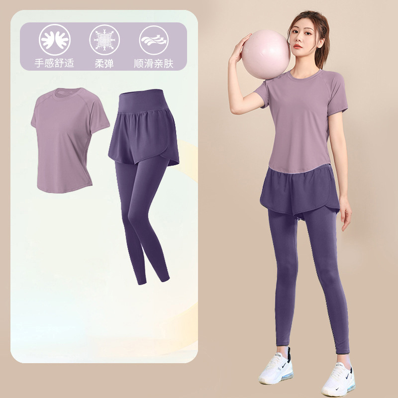 ランニングスポーツスーツ女性のための 2025 新しいフィットネストレーニングヨガ服速乾性衣類屋外プロフェッショナル通気性朝のランニング服|undefined