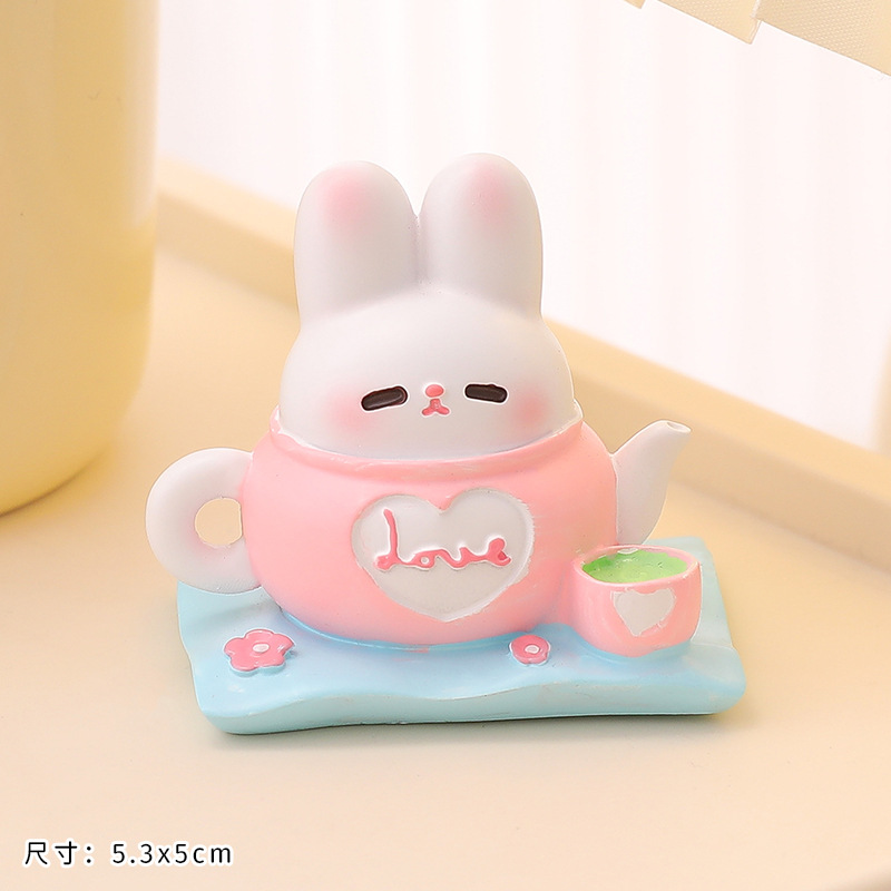 Conejo resina mini decoración muñeca linda chica corazón escritorio muñeca 2023 micro paisaje decoración creativa