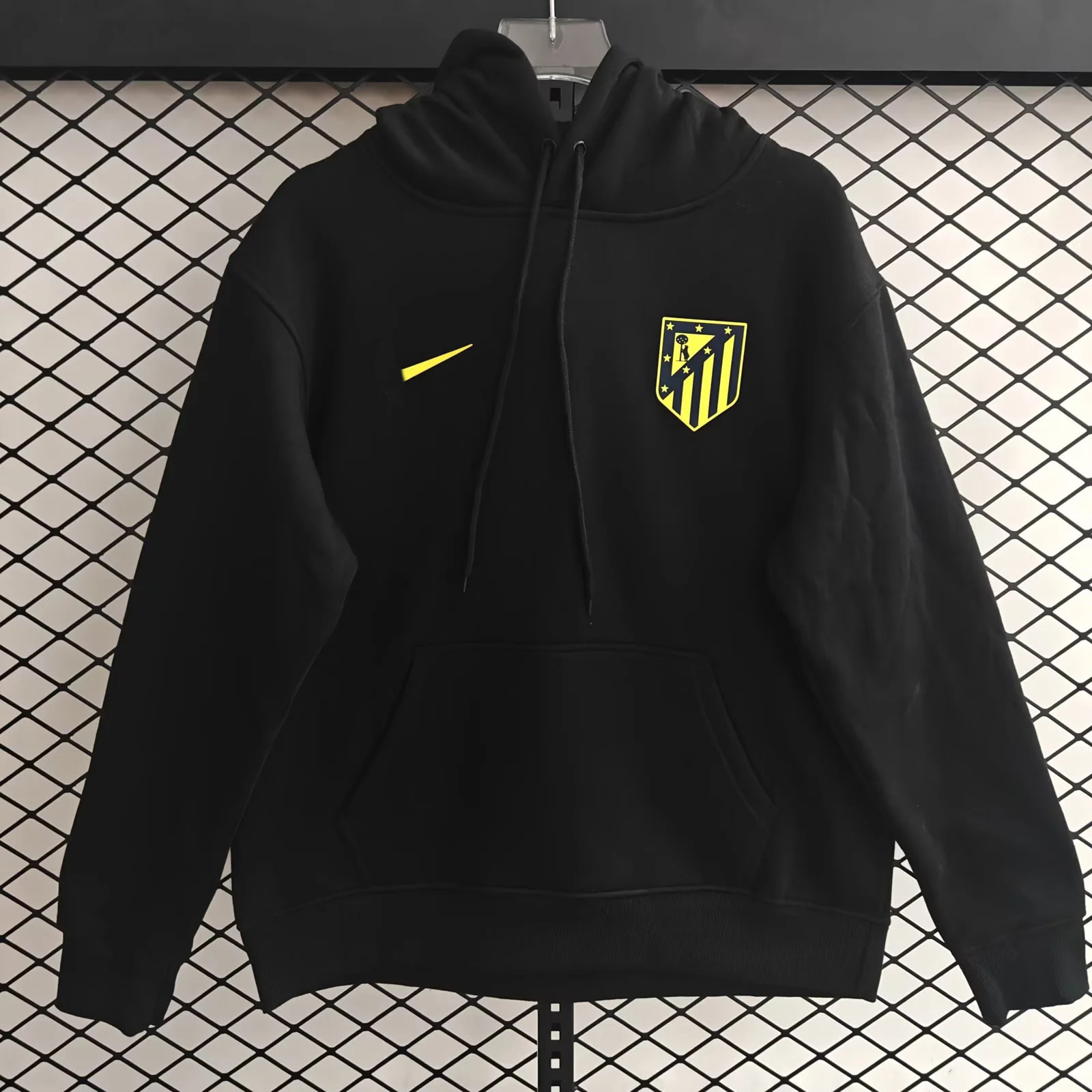 Atlético Madrid Player Away Fleece-Lined Thickened Sweatshirt Men's Warm Casual T-Shirt Men's Long-Sleeve Hooded Base Shirt