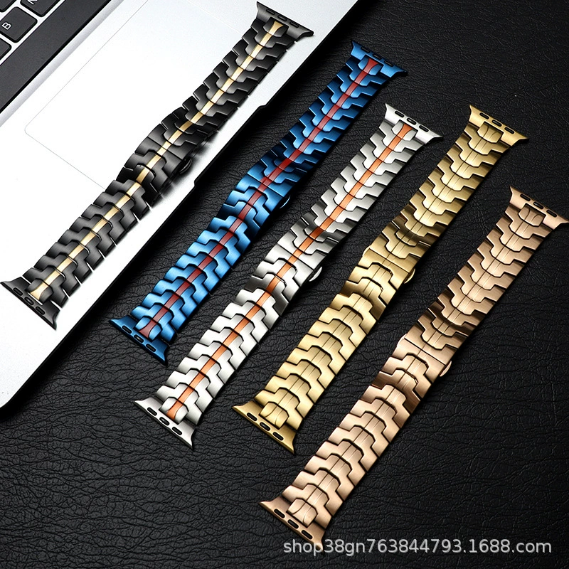 Применимо Apple Watch Ремешок iwatch Металлический Железный Человек Нержавеющая Сталь Титан Оранжевый Ремешок Samsung Huawei Трансграничные модели