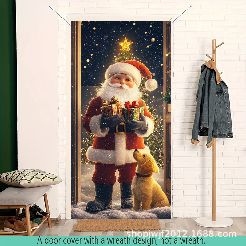 TEM Amazon transfronterizo nueva decoración de la cubierta de la puerta de Navidad rojo Santa Claus regalo cubierta de la puerta ambiente festivo fiesta