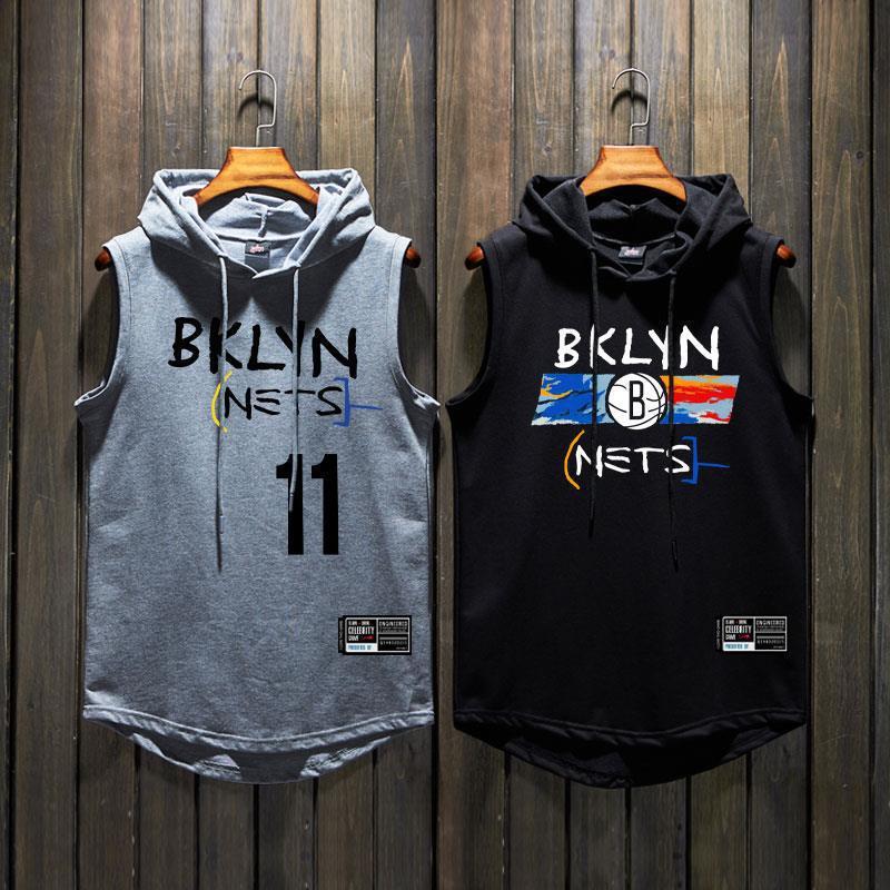 American Sports Hooded Vest Sleeveless Sweatshirt Jersey Irving Basketball Shooting Training Suit Fitness Vest Men's Ball 12