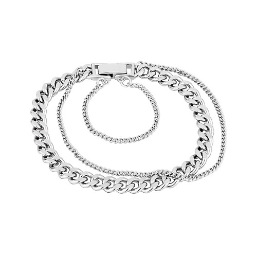 Hong Kong style cool chain bracelets for men and women ins hip-hop internet celebrities simple and cold style street Cuban chain jewelry