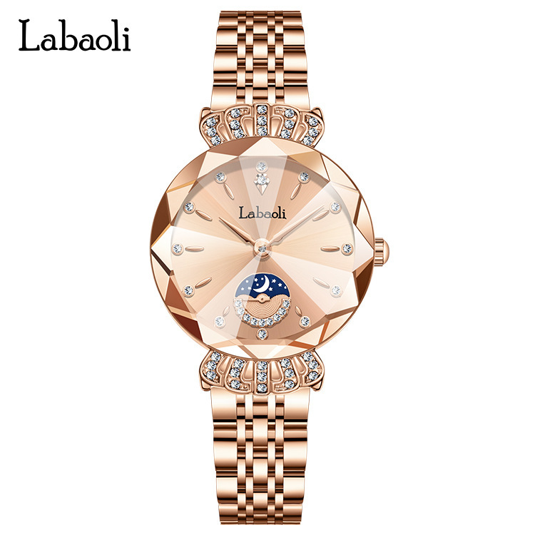 Laboli reloj de mujer en vivo popular Reloj de segunda placa pequeña para mujer con diamantes incrustados Reloj de cuarzo impermeable de moda de nicho de lujo ligero