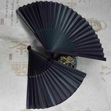 跨境供应批发精包装婚礼扇纯黑丝扇 平滑扇骨丝竹扇可丝印雕刻