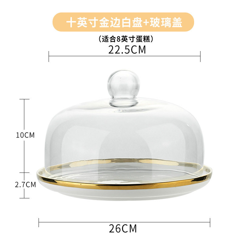 Placa de degustación de frutas con tapa caja cubierta de vidrio transparente para tienda pan postre pastel cubierta bandeja de exhibición Placa de degustación