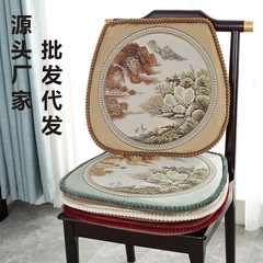 New Hot Selling Solid Wood Fan Shape Dining Chair Cushion Winter Spring Plush Chair Seat Pad Chinese Style stool pad for wholesale