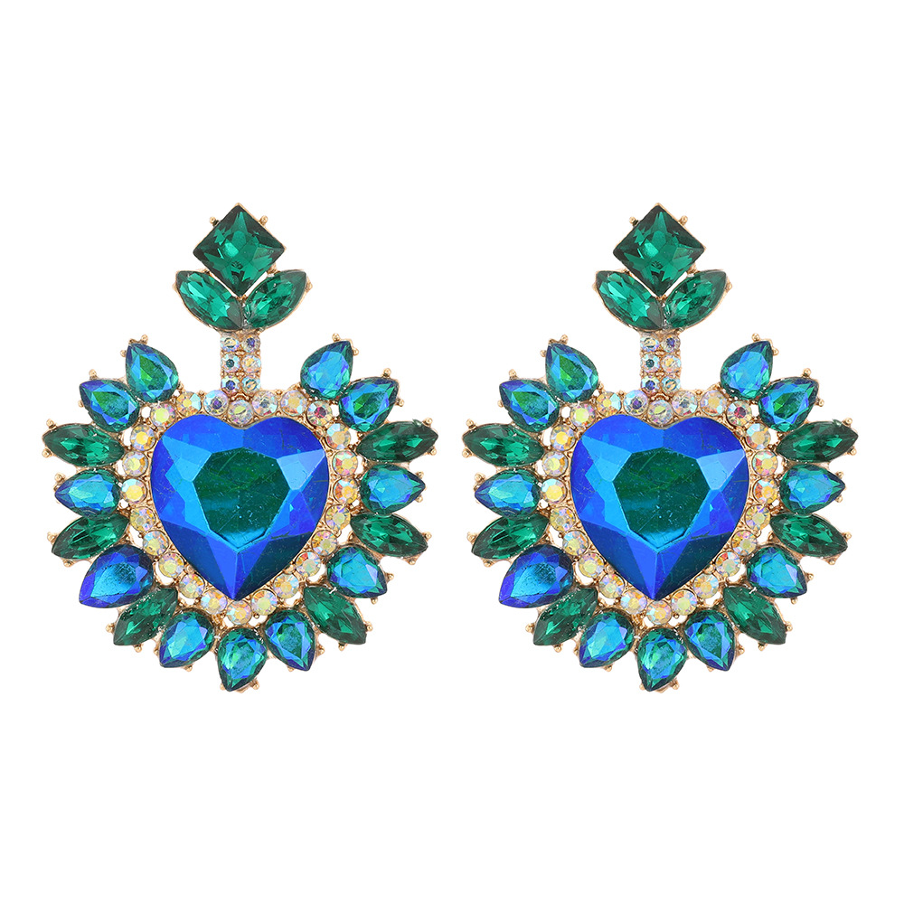 Glam Heart Shape Glass Women's Drop Earrings display picture 6