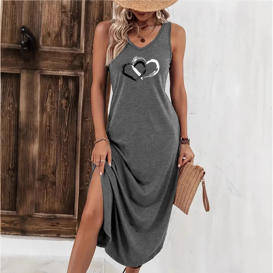 Women's Clothing Summer New Arrival Women's Sleeveless Printed Vest Dress European American Style Top_ecoleips.com