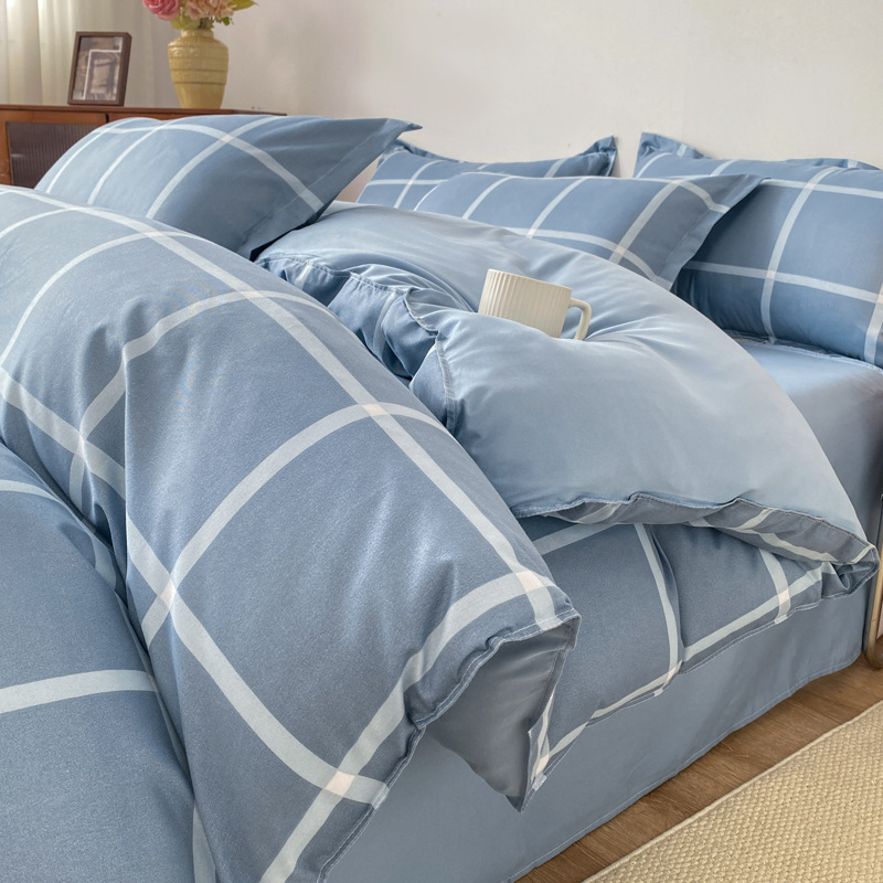 芦荟棉四件套水洗棉被套单件宿舍单人学生被罩150x200x230褥子套