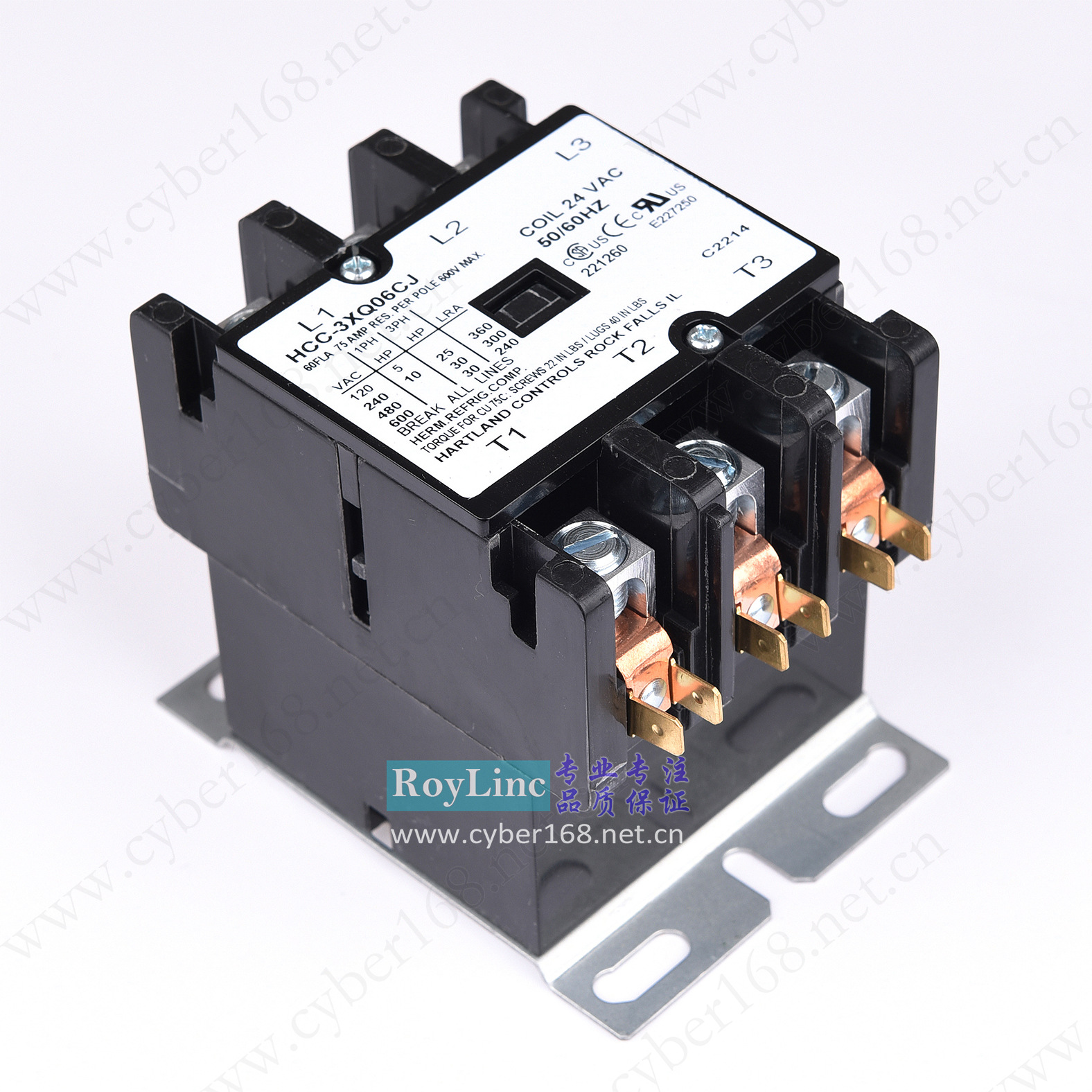 24V 60A HCC-3XQ06CJ Hartland Controls UL 美式三相交流接触器