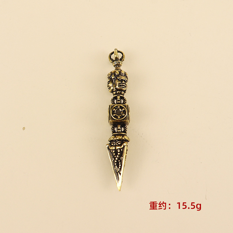 人面伏魔三面降魔象鼻伏魔金刚杵キーホルダー真鍮工芸品出店グッズ|undefined