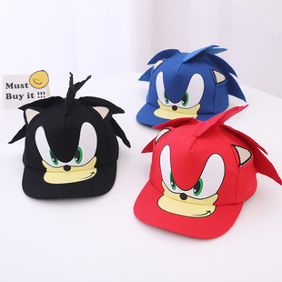 Children's Hat Wholesale Sonic Baseball Cap Spring and Autumn New Cartoon Flat Brim Hat for Boys and Girls Super Sonic Mouse Hip-Hop Hat