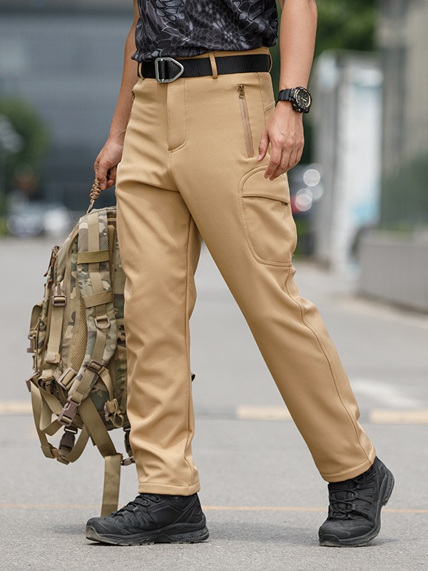 Deportes al aire libre con pantalones de piel de pescado suave, pantalones de montaña para hombres, pantalones de grasa, impermeables, calentadores y gruesos.