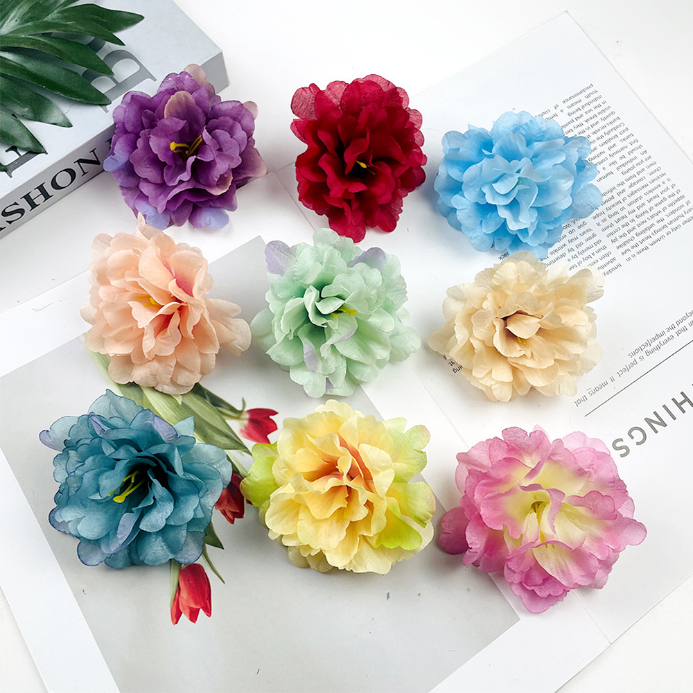 Simulación de hierba rica peonía retrógrado pintura al óleo en el salón de bodas arreglos de flores DIY flor de tocado de flores falsas flores de mujer
