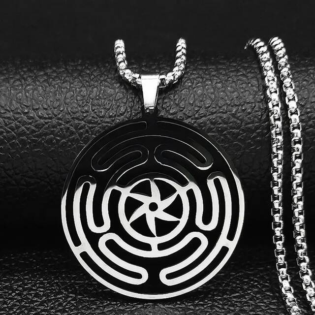 Style Cutting Hekate Wheel Pendant Stainless Fashionable Titanium Steel Necklace Jewelry_voghion.com