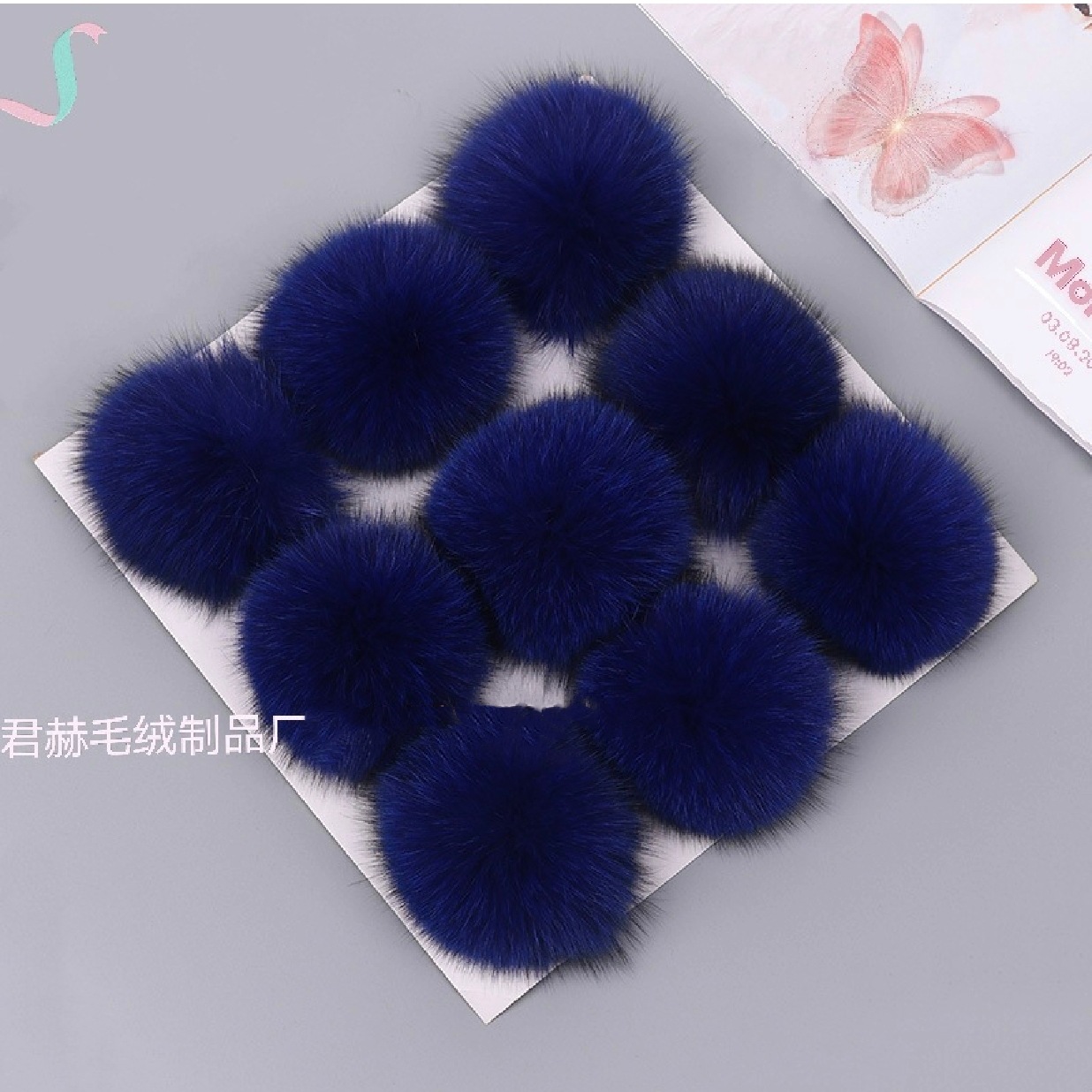 En stock 8-9cm de piel de zorro real Bola de piel accesorios de Ropa Accesorios de bricolaje bola de peluche colgante de la joyería