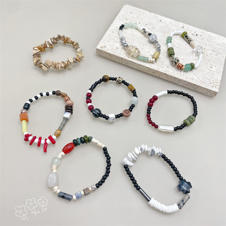 Retro Geometric natural stone Agate Bracelets 1 Piece