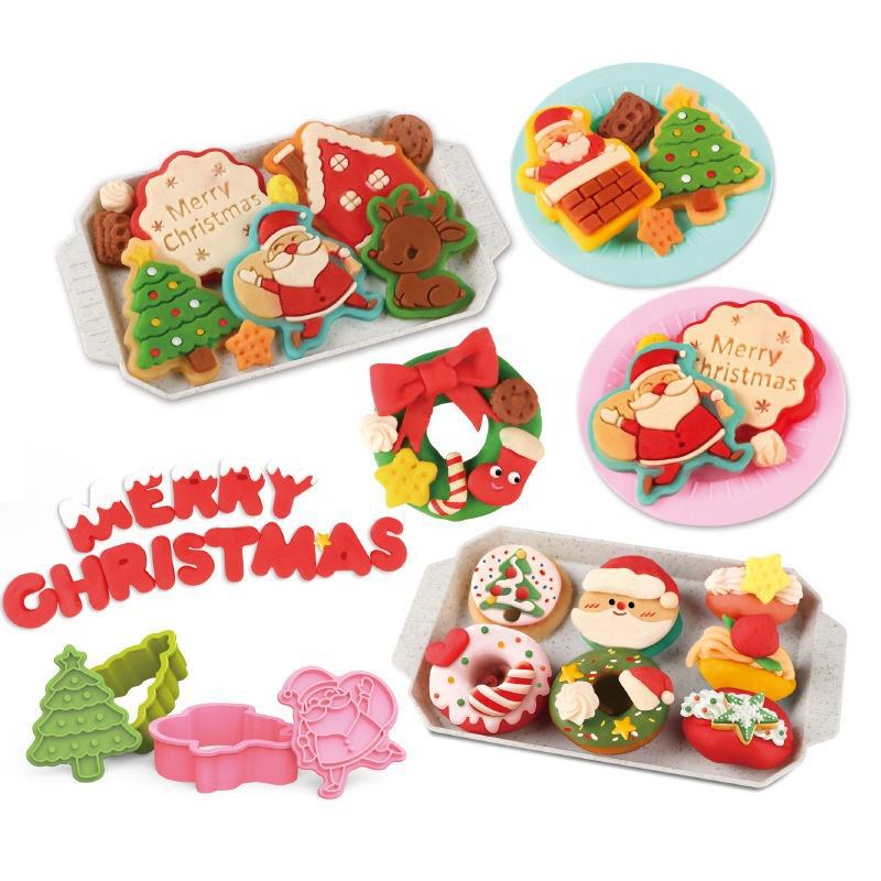 Amazon juguetes de Navidad barro de cristal barro de color galletas de letras molde conjunto de barro de goma transfronterizo regalos para niños