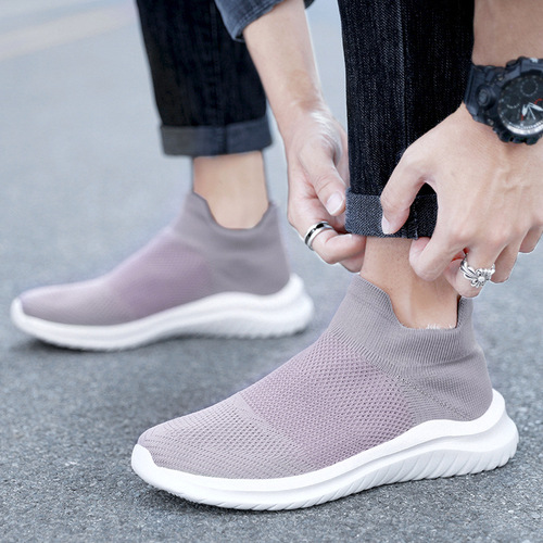 Men's Sporty Casual Padded Socks Shoes 35-45 Size Trendy Plus Size Couple Lazy Knit Shoes