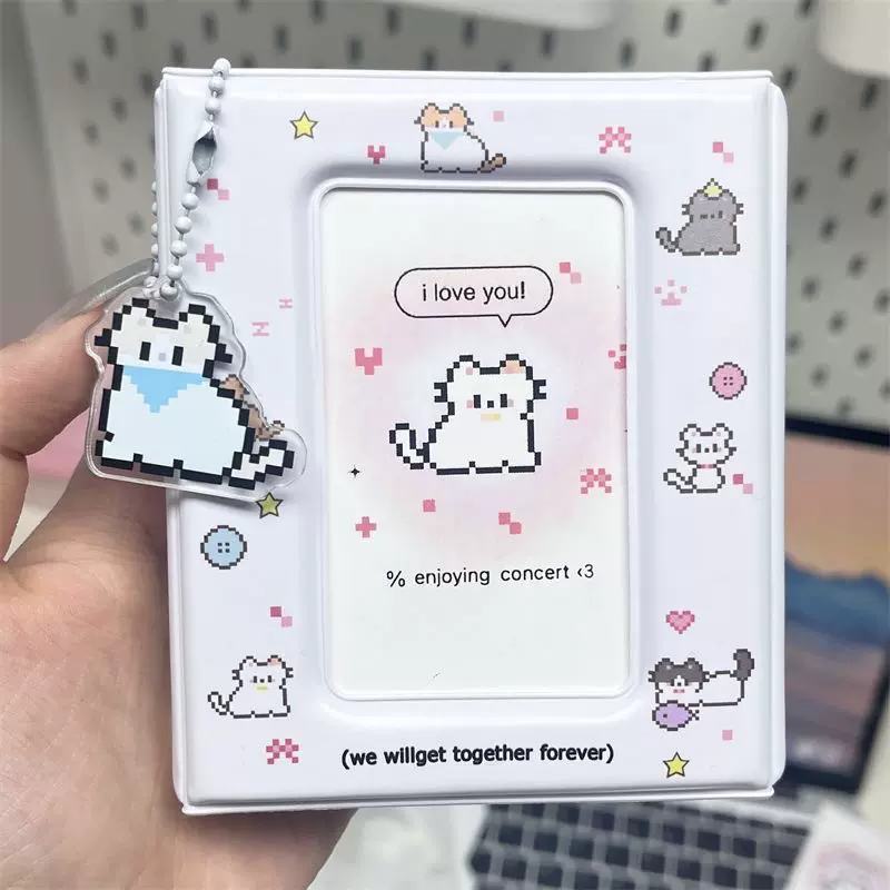 ins可爱像素小猫卡包三寸一宫格卡册爱豆追星小卡收纳册 厂家直销