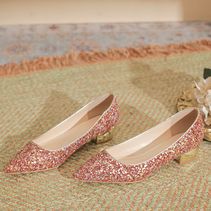 Crystal Shoes for Women, Red High Heels, Thick Heels, Pointed Toe Fashion Shoes, Wedding Chinese Style Two-Wear Fashion Bridal Shoes, Wedding Shoes