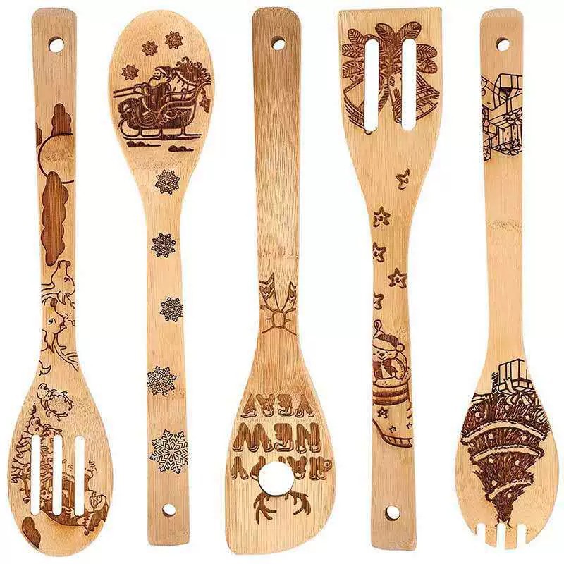 Carved cartoon creative wooden set with laser, kitchenware, Amazon 3