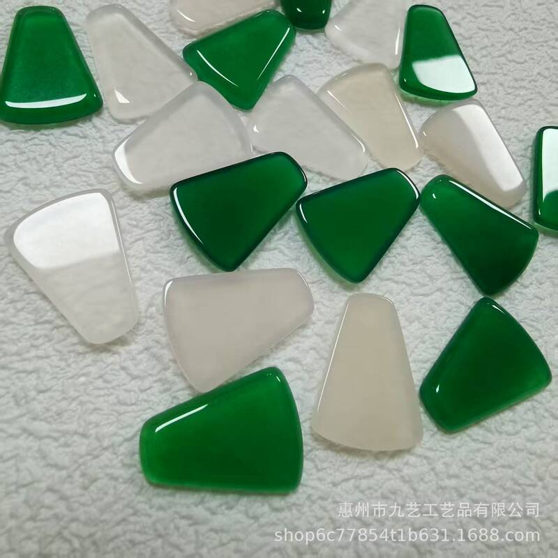 Natural chalcedony green agate nothing card jewelry pendant with stone high ice agate inlay naked stone diy jewelry