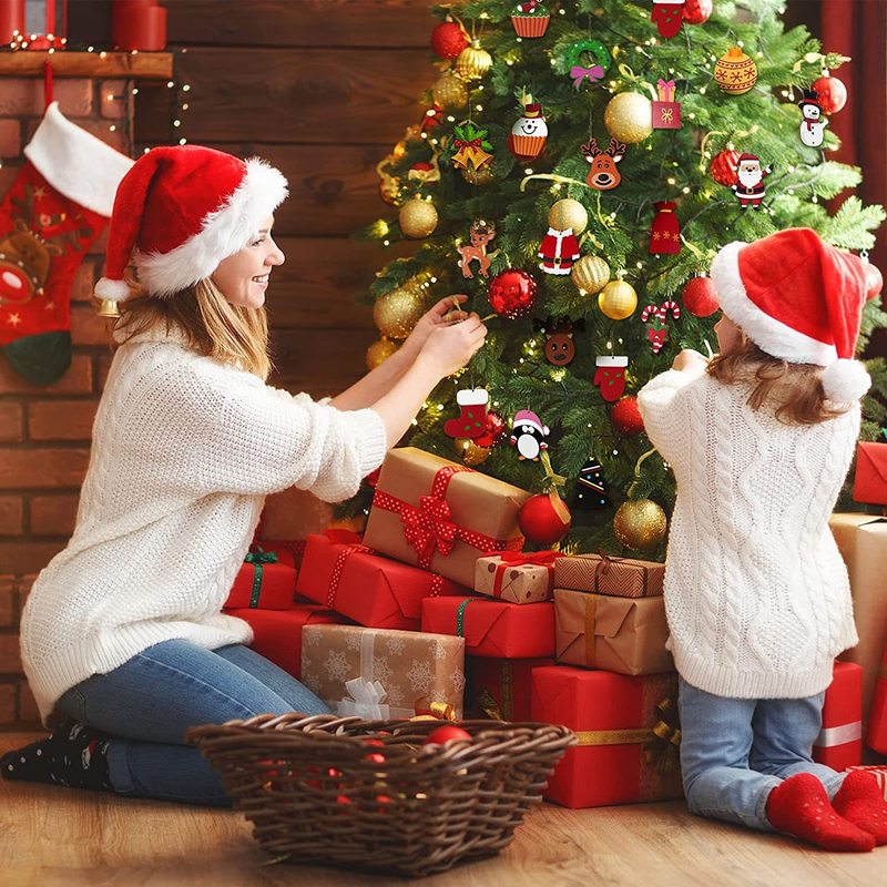新しいミニクリスマスオーナメントクリスマスツリー木製吊り下げ装飾サンタクロース雪だるまクリスマスエンジェルオーナメント|undefined