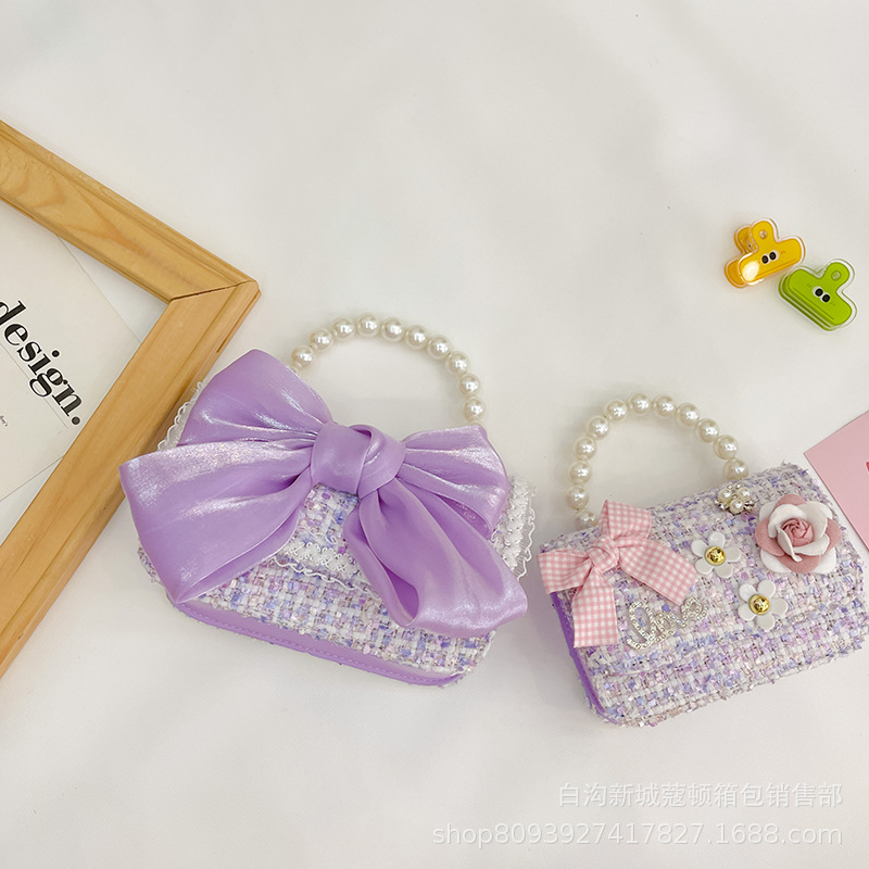 Nueva moda para niños estilo chanel princesa aisha bolsa de niña perla bolsa de mensajero portátil red del teléfono móvil bolsa roja