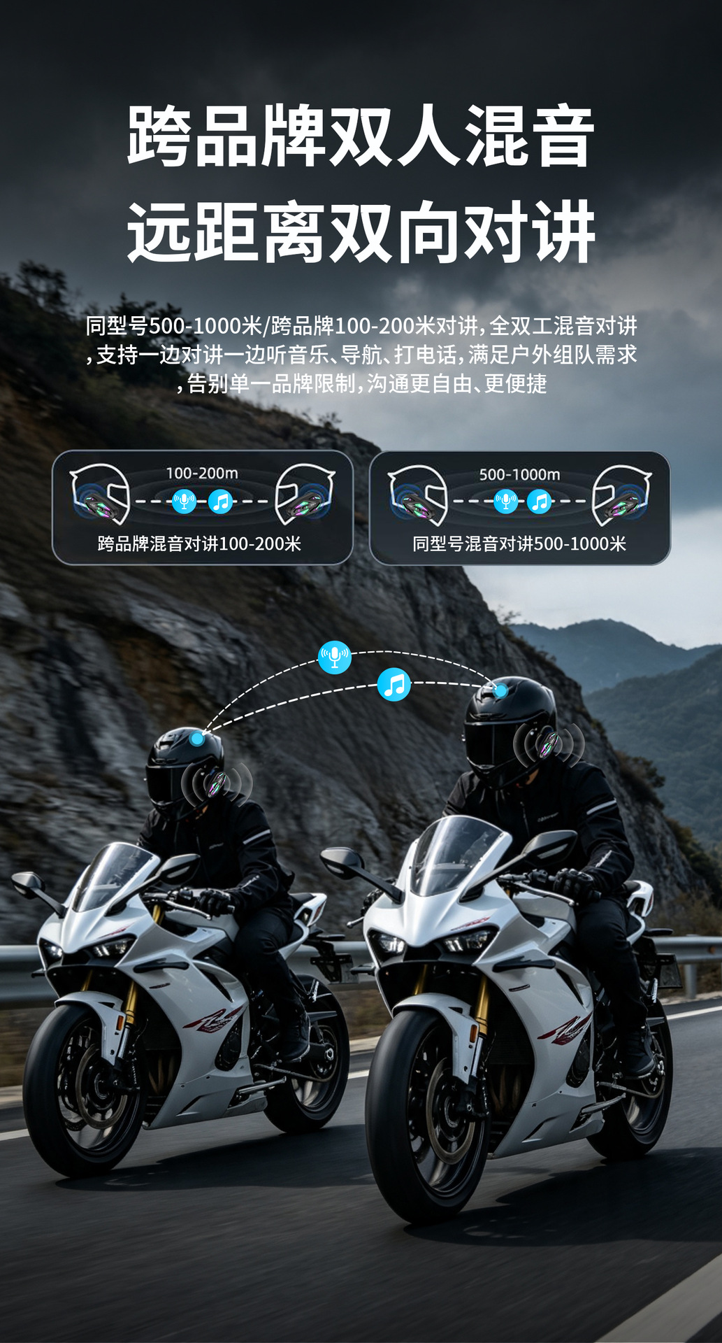 Cross-Border Wireless X13 Motorcycle Helmet Bluetooth Headset Cross-Brand Riding Intercom with Heavy Bass, Waterproof, and Noise Reduction